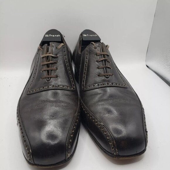 Vintage US9 Handmade Men's Brown Leather Split Toe Lace Up Derby Dress Shoes - Picture 5 of 7